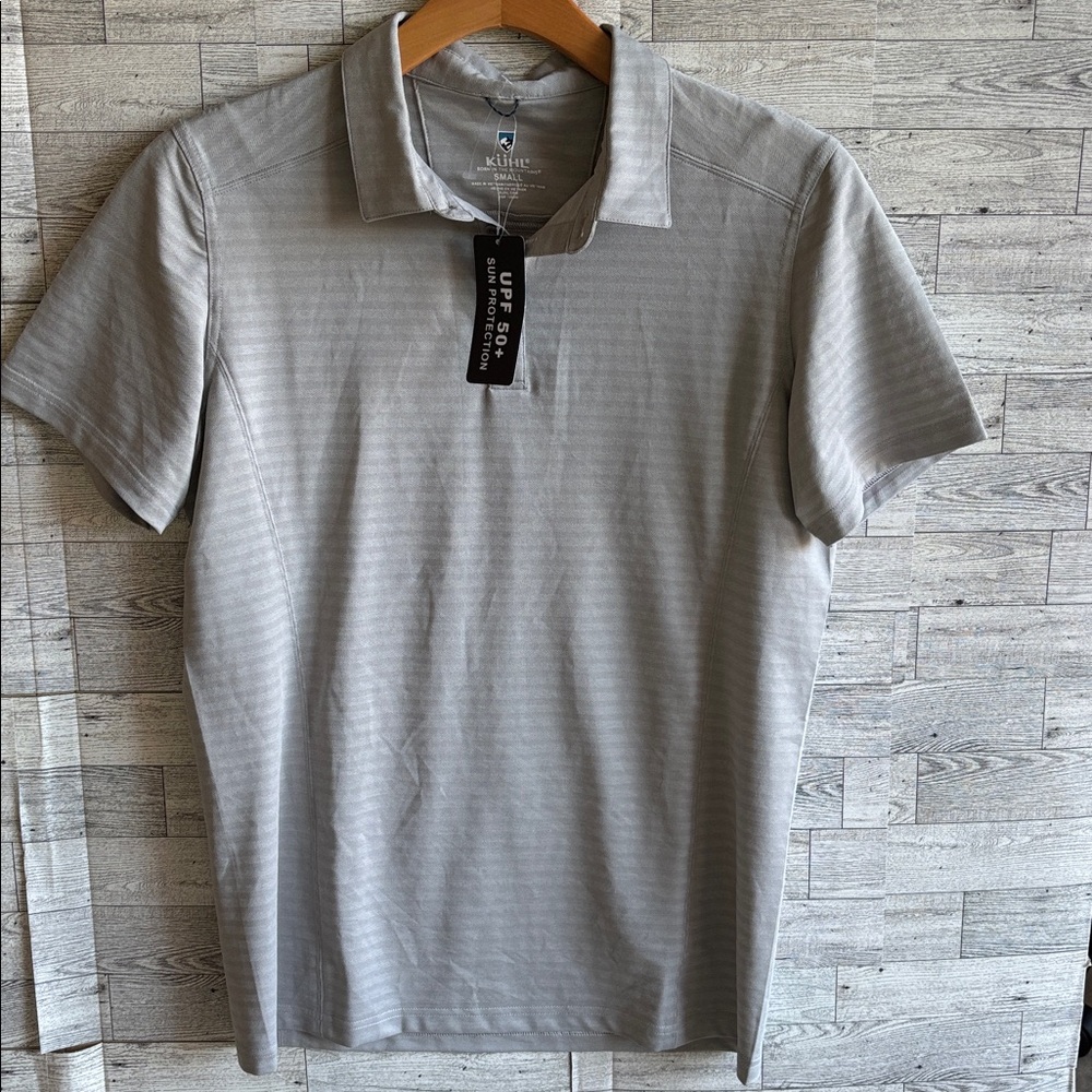 KUHL Polo Shirt Men's Small AirKuhl Moisture-wicking Cloud Gray UPF50 NEW - Picture 6 of 8